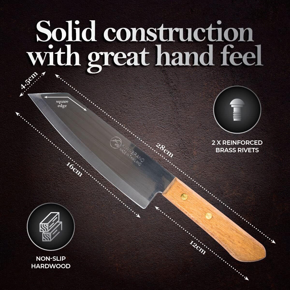 SALINRAAT Kiwi Deba 171-172 flexible blade supports delicate trimming and versatile cuts.