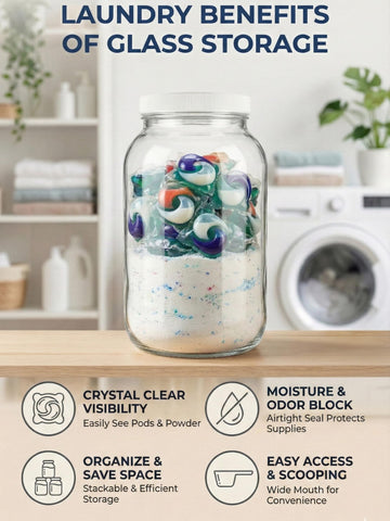 Sally's Organics dishwasher-safe glass jar for easy cleanup after cooking.