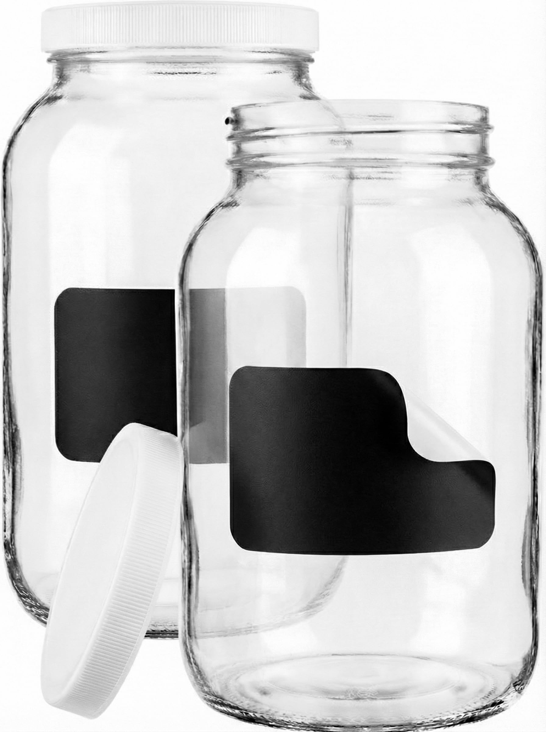 Sally's Organics large 1-gallon glass jar with lid, wide mouth for easy filling and cleaning.