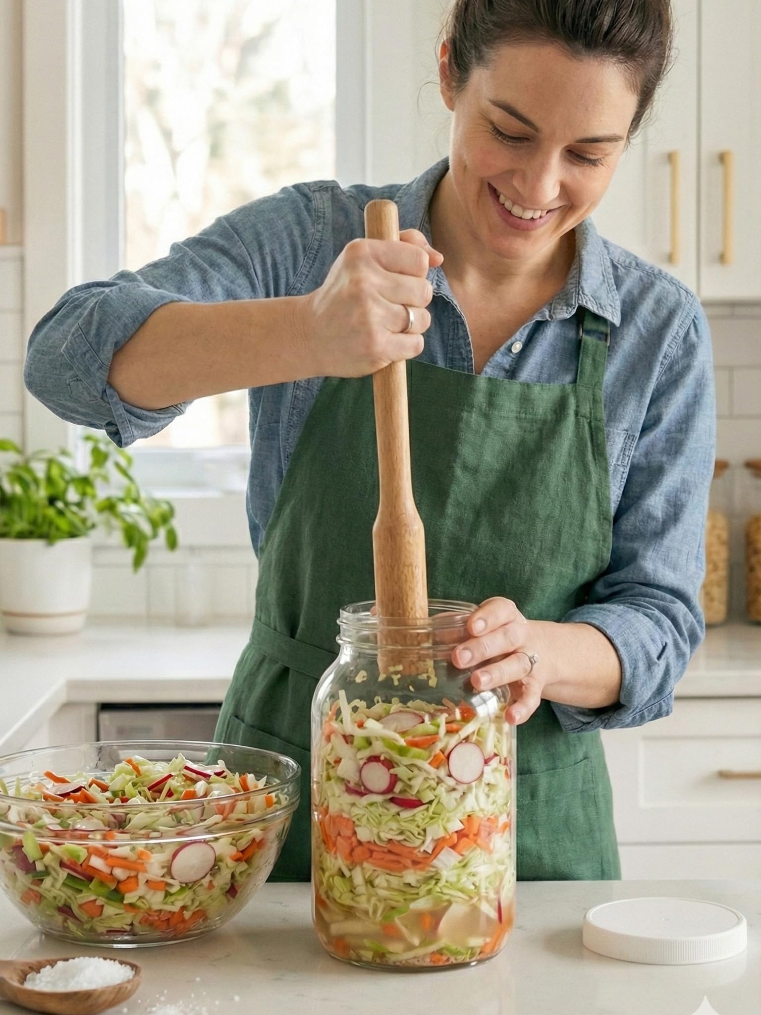 Sally's Organics pickling and canning jar ready for vegetables.