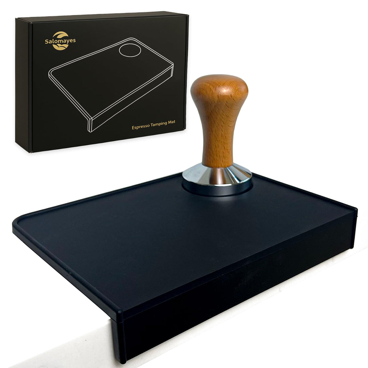 Salomayes espresso tamping mat top view enables precise tamping.