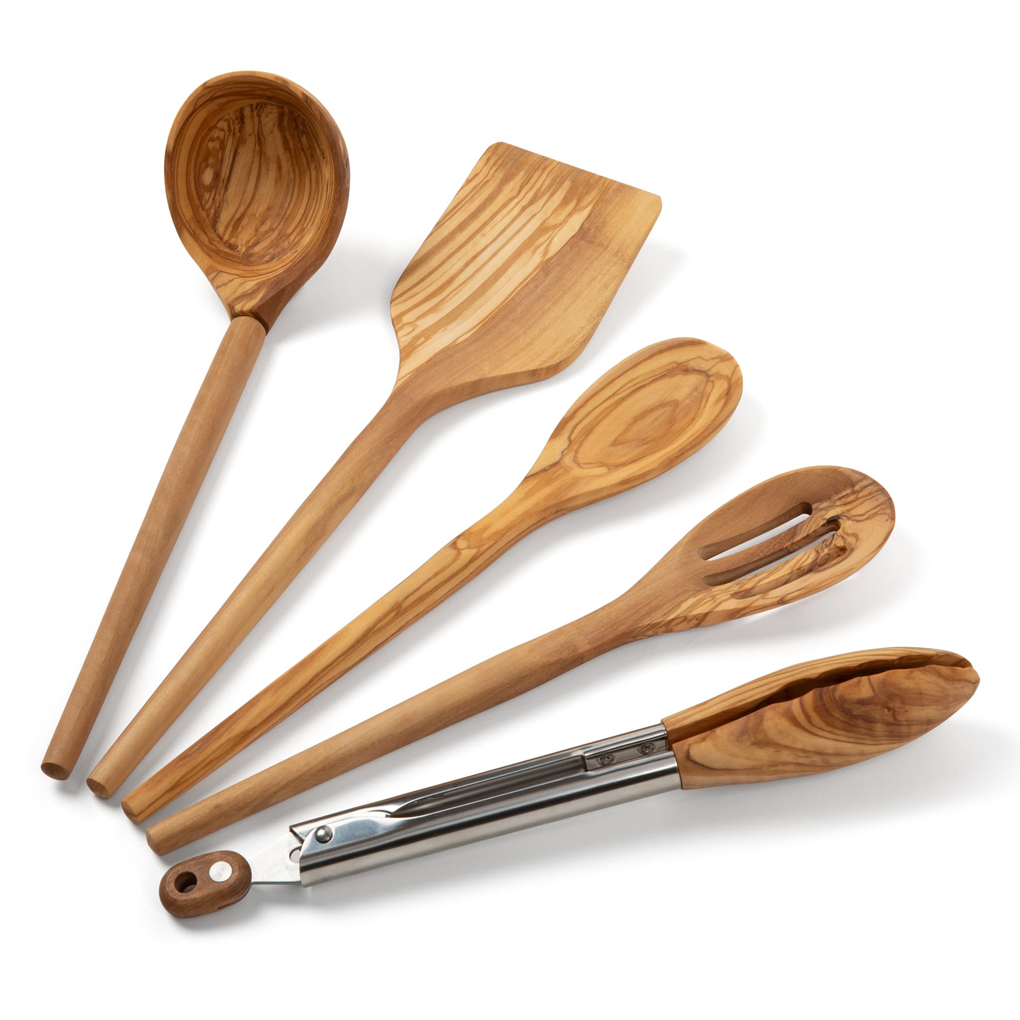 Salt & York olivewood ladle with sturdy grip for soups and stews.