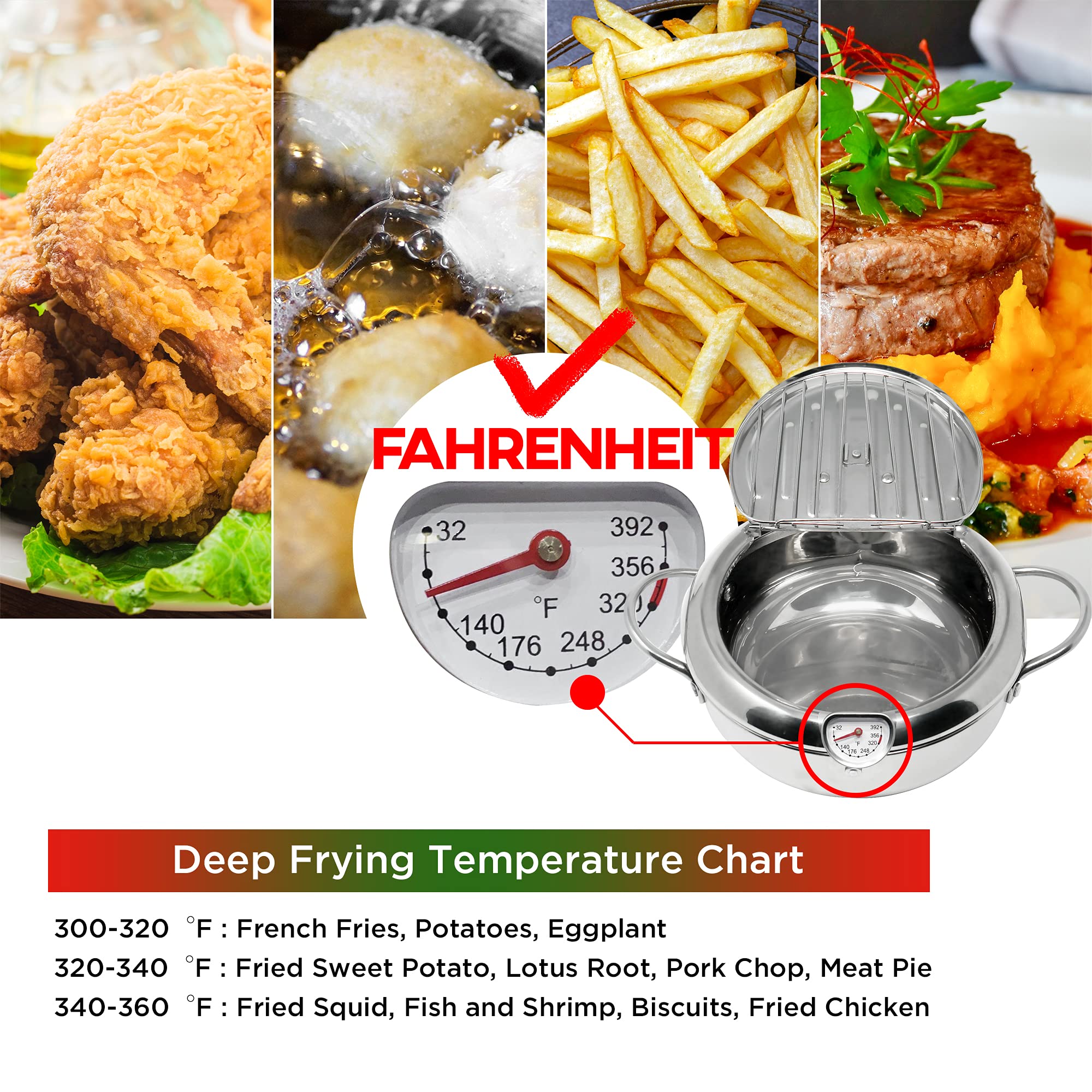 Saltlas deep fryer pot lid helps minimize splatter during frying and keeps heat steady