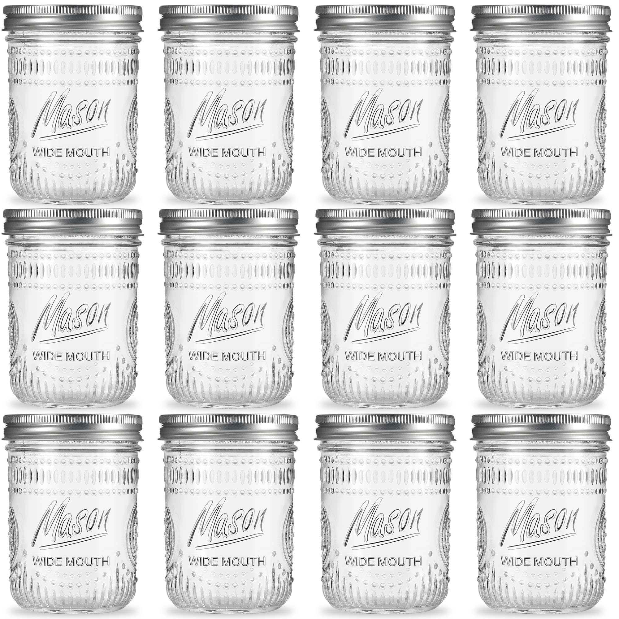 Saluioa Mason jars 16oz wide mouth opening for easy filling and cleaning