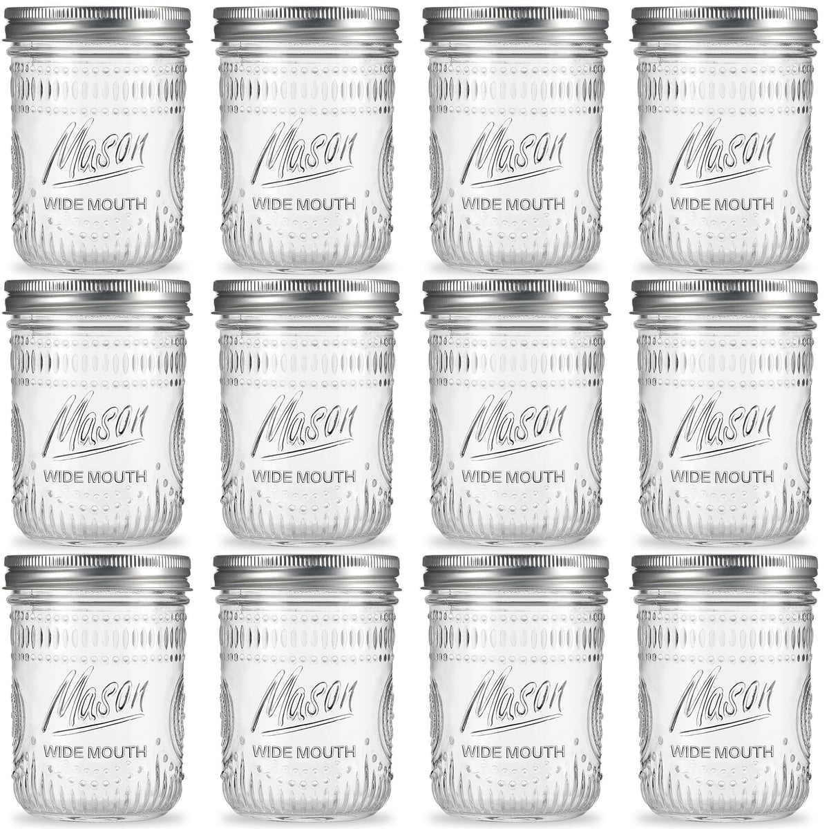 Saluioa Mason jars 16oz wide mouth opening for easy filling and cleaning
