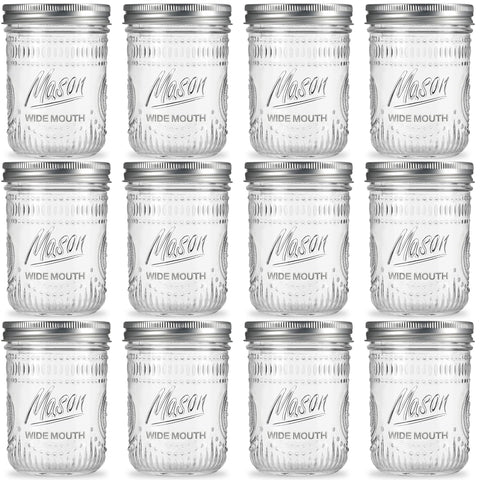 Saluioa Mason jars 16oz wide mouth opening for easy filling and cleaning