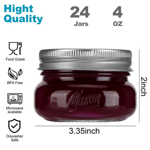 Saluioa Mason Jars 4oz with leakproof lids closeup showing secure seal for travel.