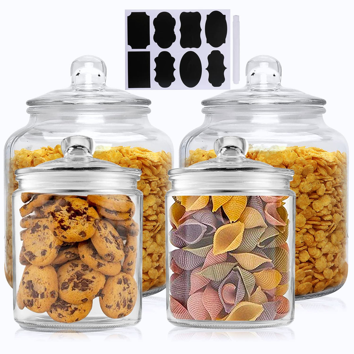Salzesfalls clear glass jar with lid, wide mouth for easy filling and quick pantry access.