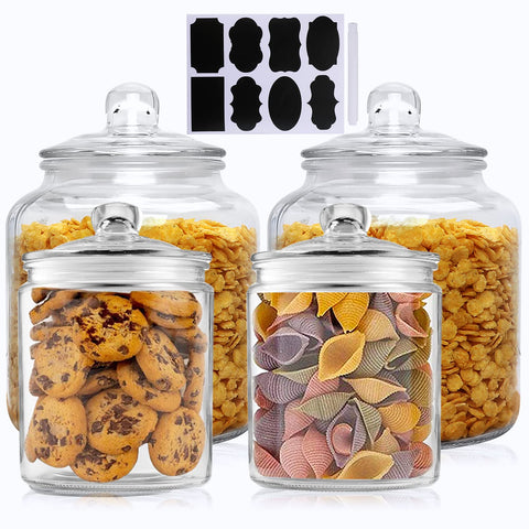 Salzesfalls clear glass jar with lid, wide mouth for easy filling and quick pantry access.