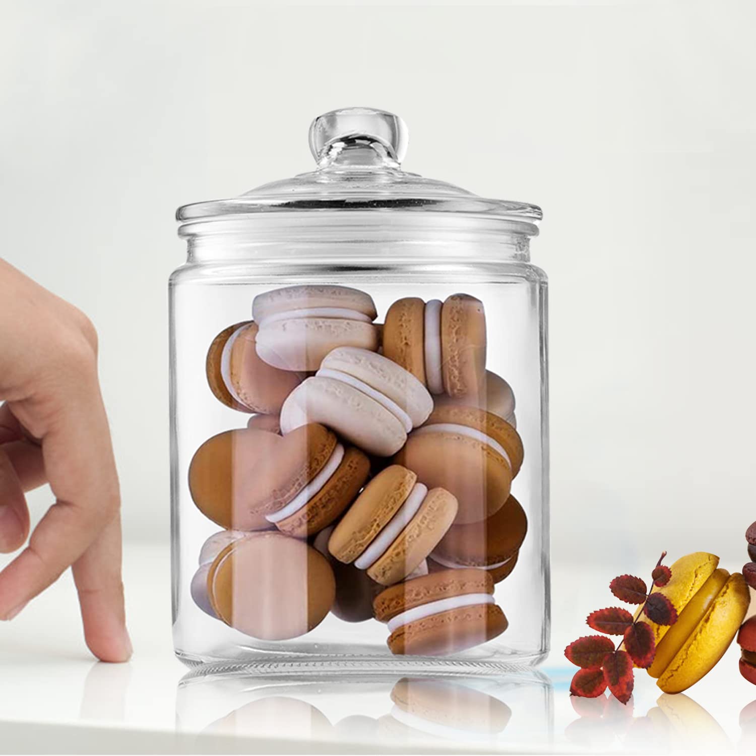 Salzesfalls glass jars on dresser store cosmetics and beauty tools.