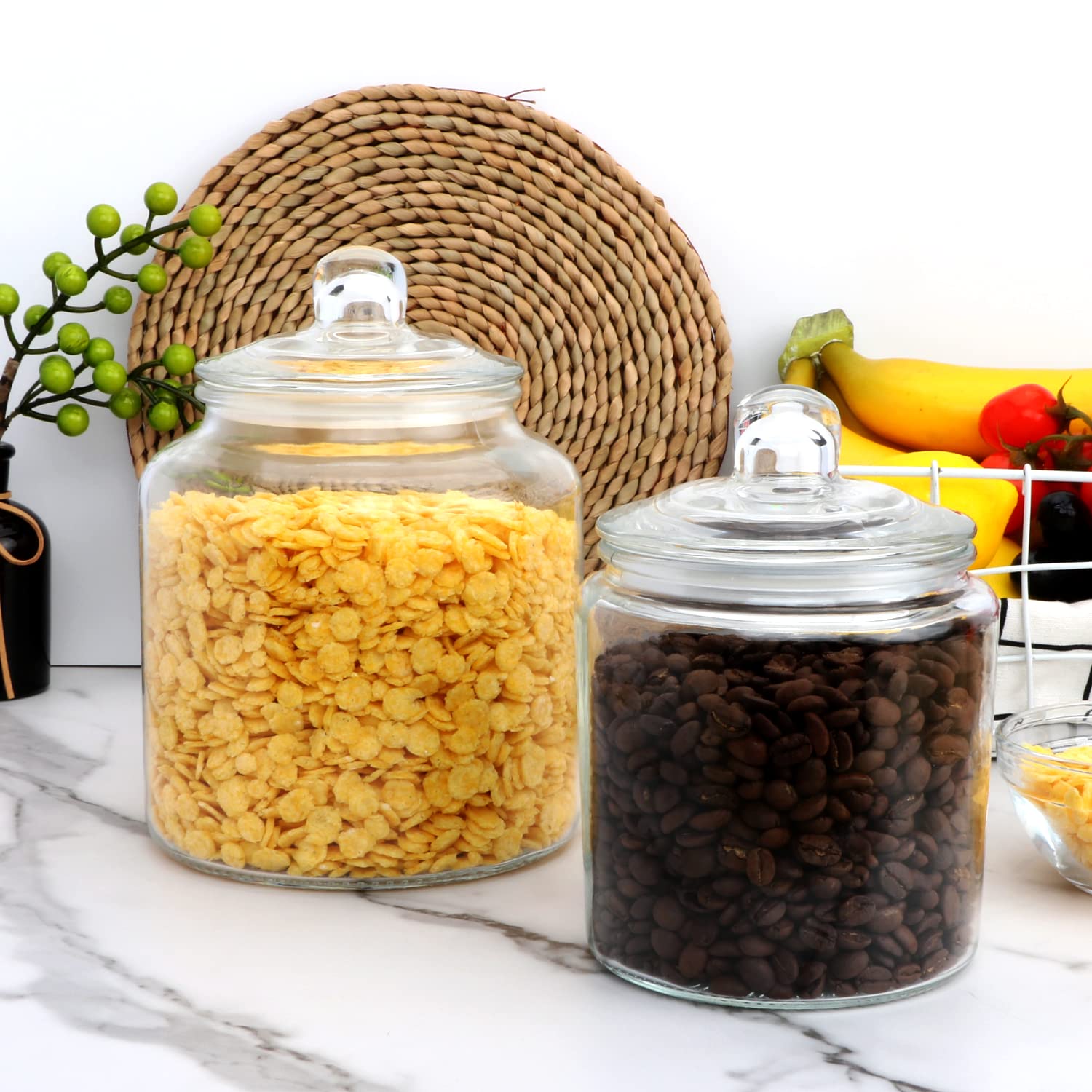 Salzesfalls jars in kitchen store cookies, candy, or pasta neatly.