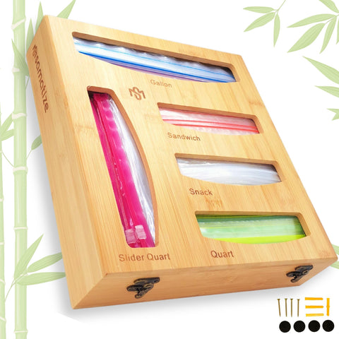 Samatize bamboo bag organizer for drawer keeps bags neat and accessible.