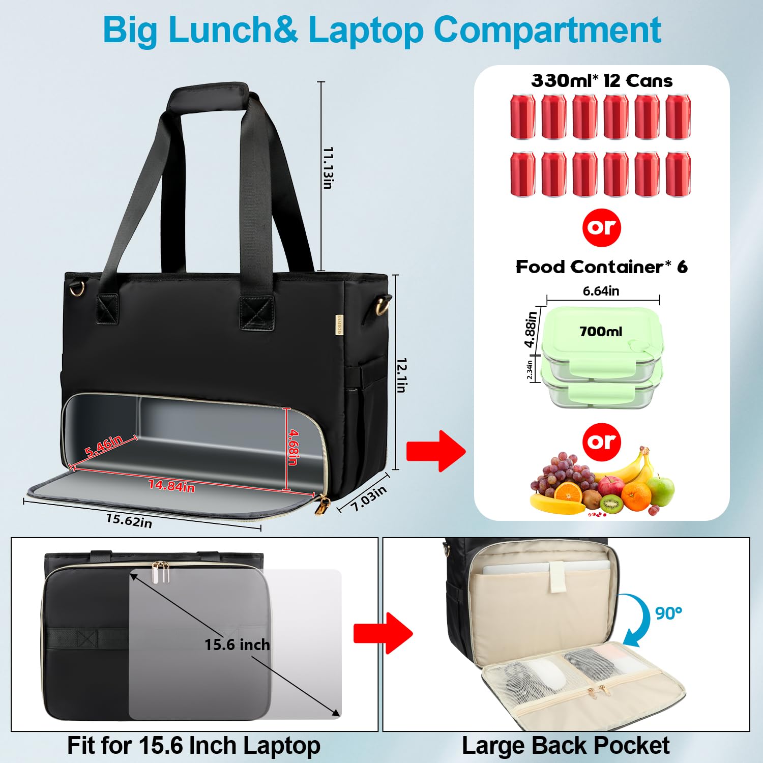 Sambois dedicated 15.6-inch laptop compartment for secure device protection