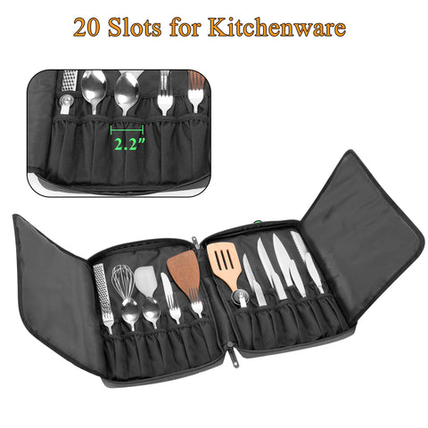 samdew Chef Knife Bag front pocket sized for recipes and towels