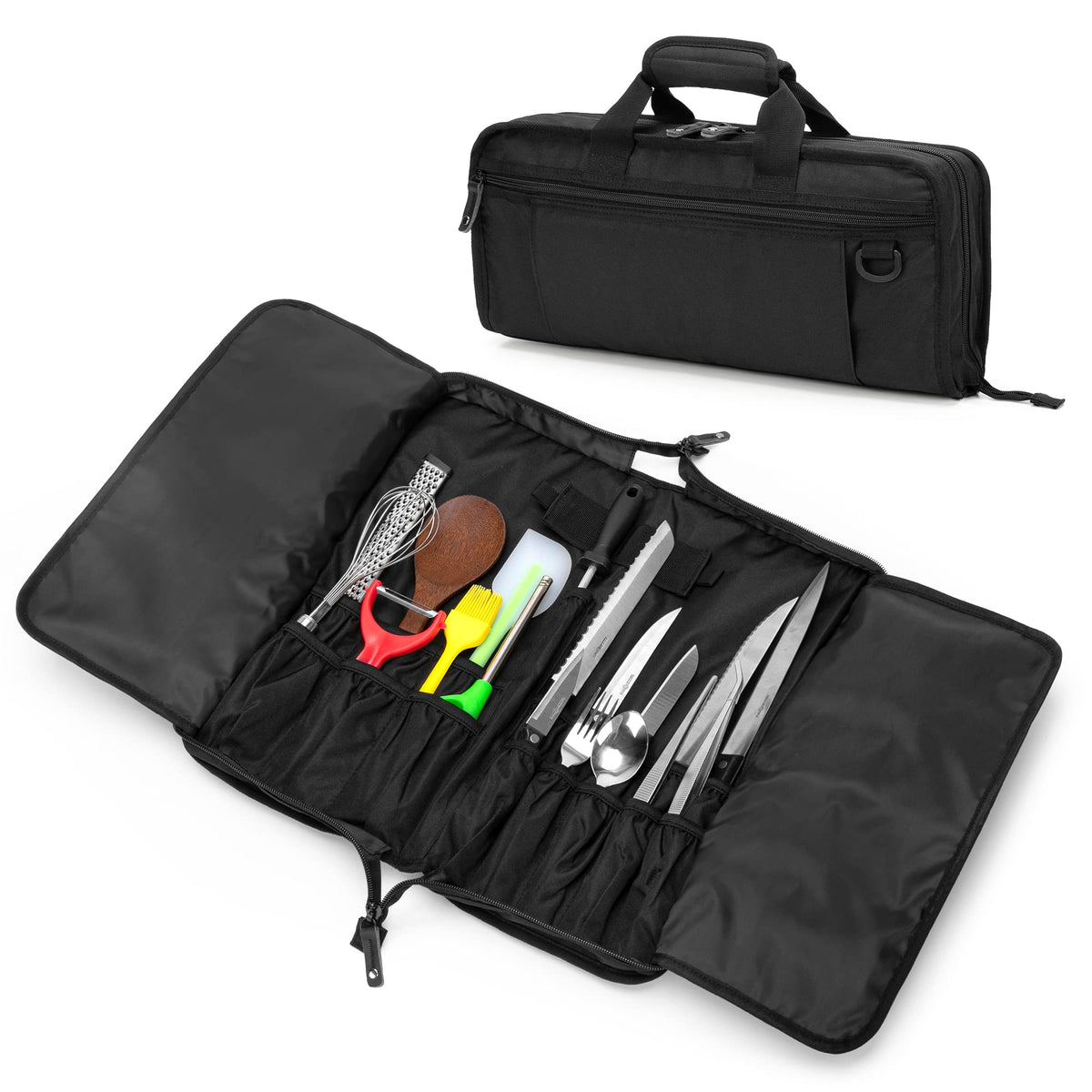 samdew chef knife bag open compartment for quick access during service