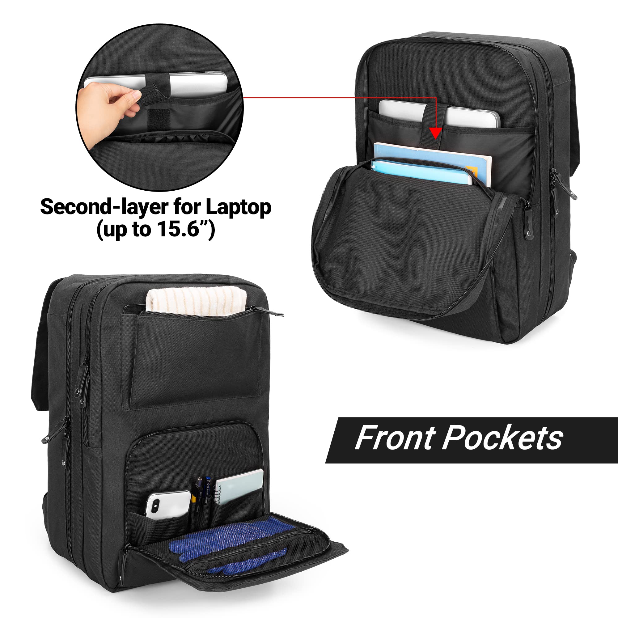 Samd ew front pockets holding notebooks and phone during shifts