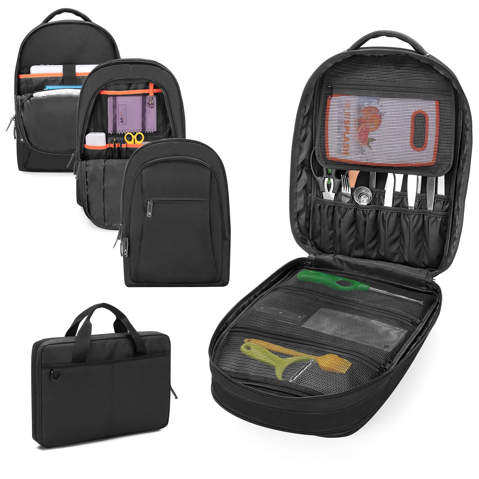 samdew Three-layer Chef Backpack front view highlight portable design for on-the-go chefs.
