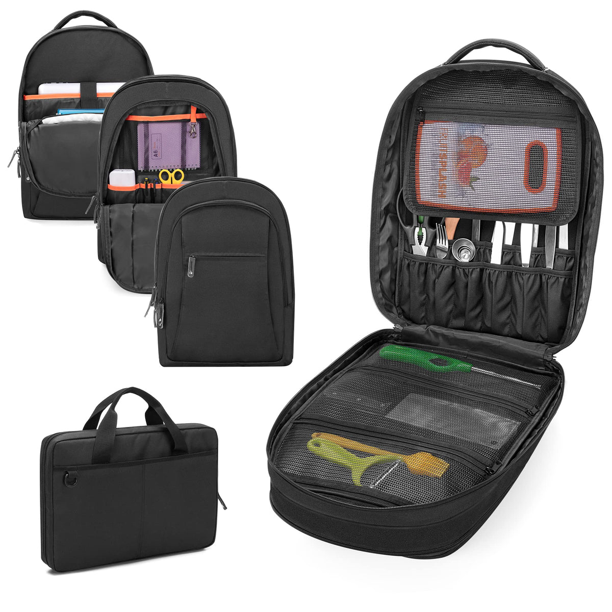 samdew Three-layer Chef Backpack front view highlight portable design for on-the-go chefs.
