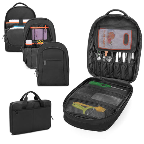 samdew Three-layer Chef Backpack front view highlight portable design for on-the-go chefs.