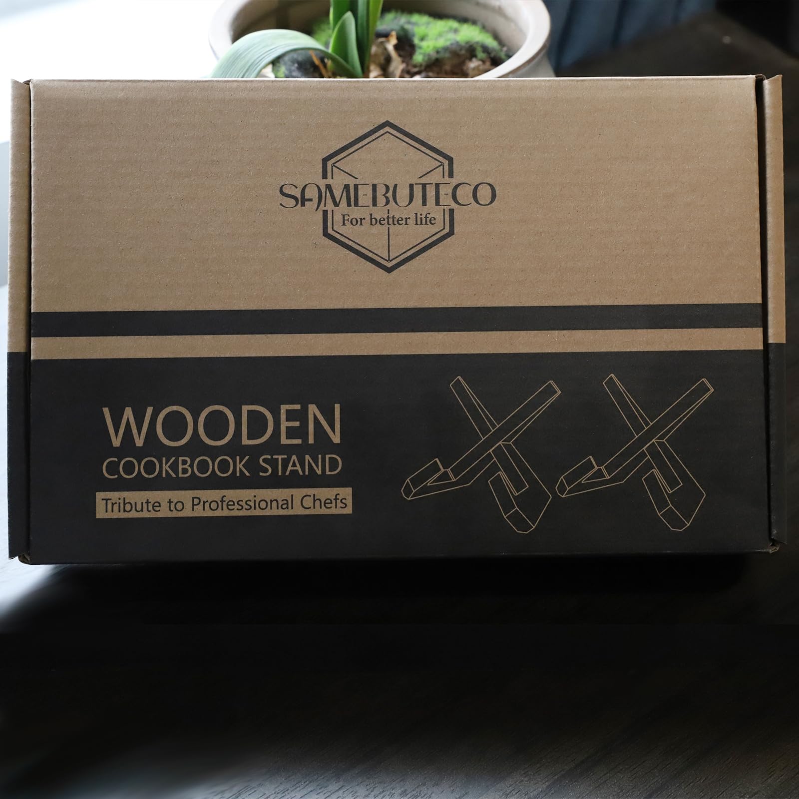 SAMEBUTECO farmhouse-style stand complements rustic kitchen decor.