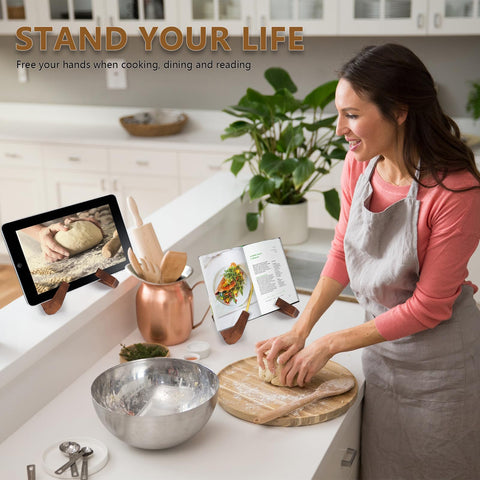 SAMEBUTECO multifunctional stand supports cookbooks, tablets, and magazines.