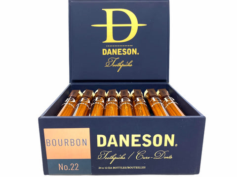 Sameriver Daneson gift-ready bourbon toothpicks ideal for gifting and entertaining guests.