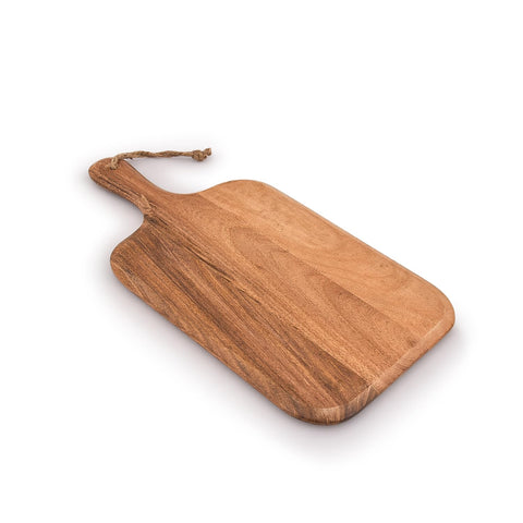 Samhita acacia cutting board with grip handles for stable prep