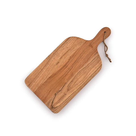Samhita Acacia paddle board ideal for bread, meats, and vegetables at meals.