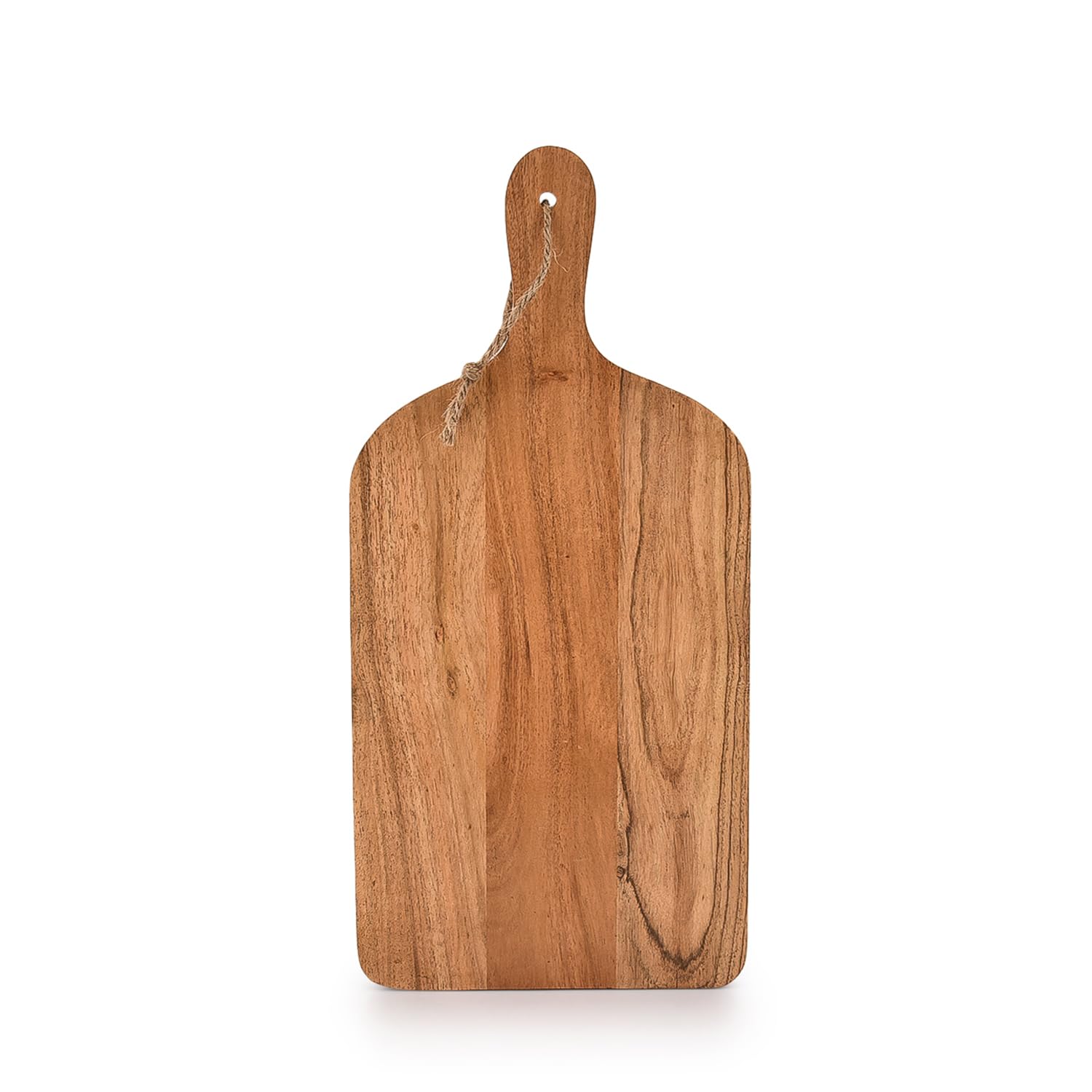 Samhita Acacia Wood paddle board with handle for kitchen prep and versatile serving.