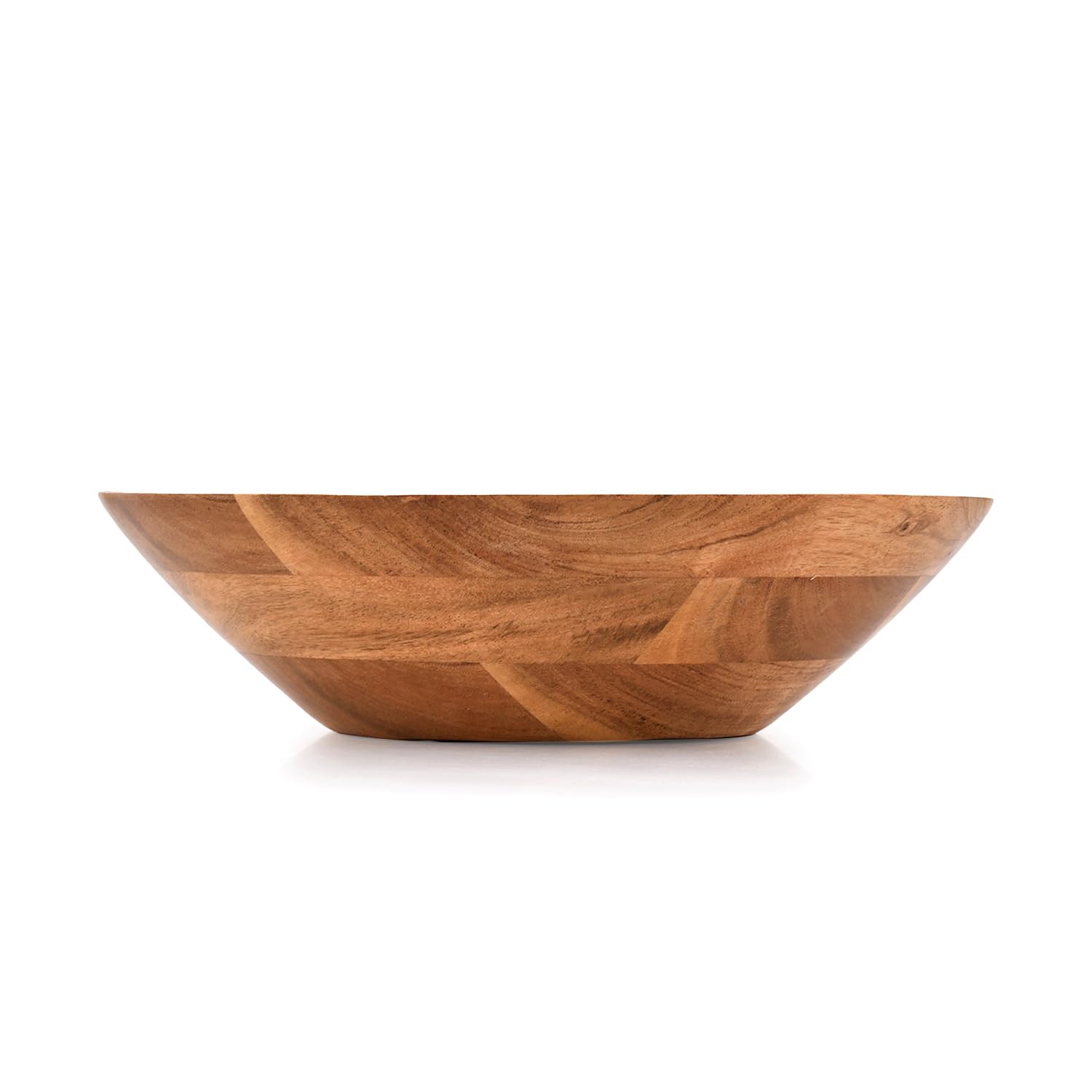 Samhita acacia bowl side view shows sturdy form for fruit and salad