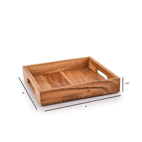 Samhita acacia tray care: wipe clean and oil periodically.