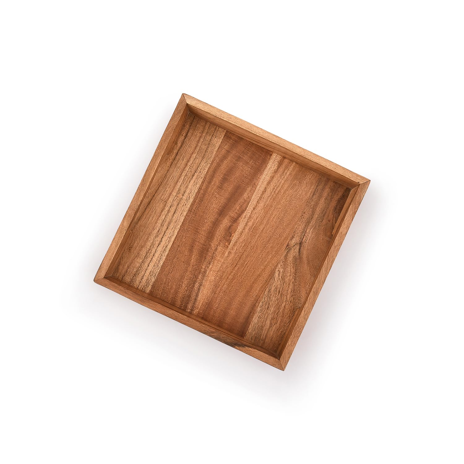 Samhita acacia tray showcases fruit and snacks elegantly.