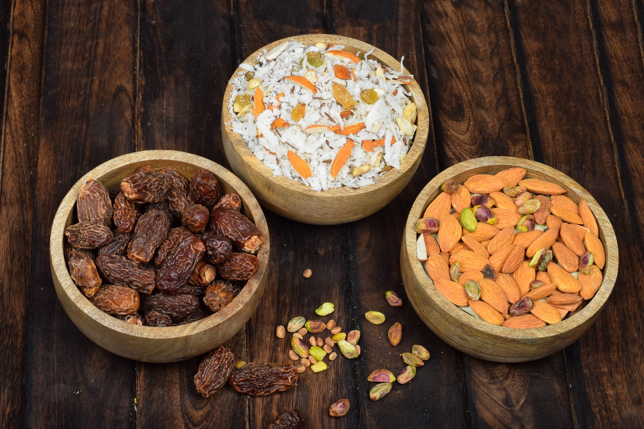 Samhita Mango Wood Round Bowl for appetizers, ideal for sharing dips and bites.