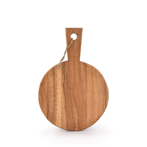 Samhita acacia board used to serve cheese on a stylish counter display