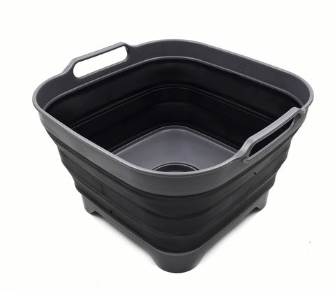 SAMMART 10L collapsible dishpan with draining plug for quick water release.