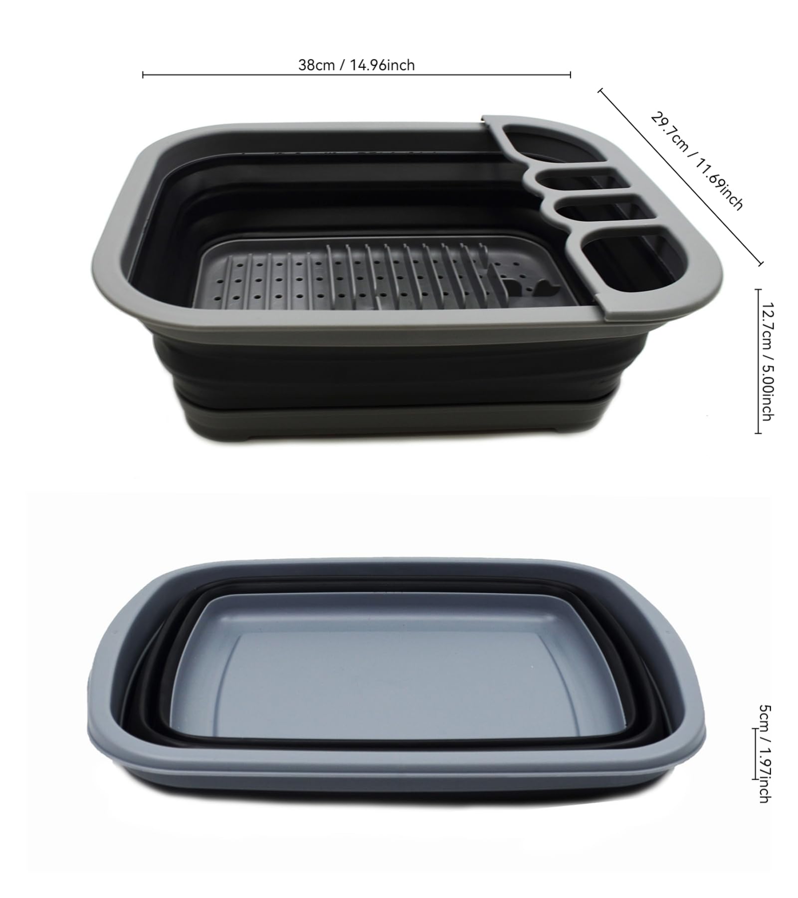 SAMMART collapsible dish drainer collapsed for flat storage