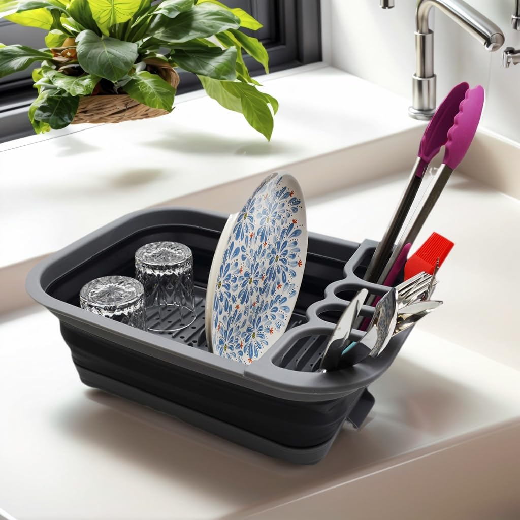 SAMMART collapsible dish drainer open pop-up for easy setup and drying