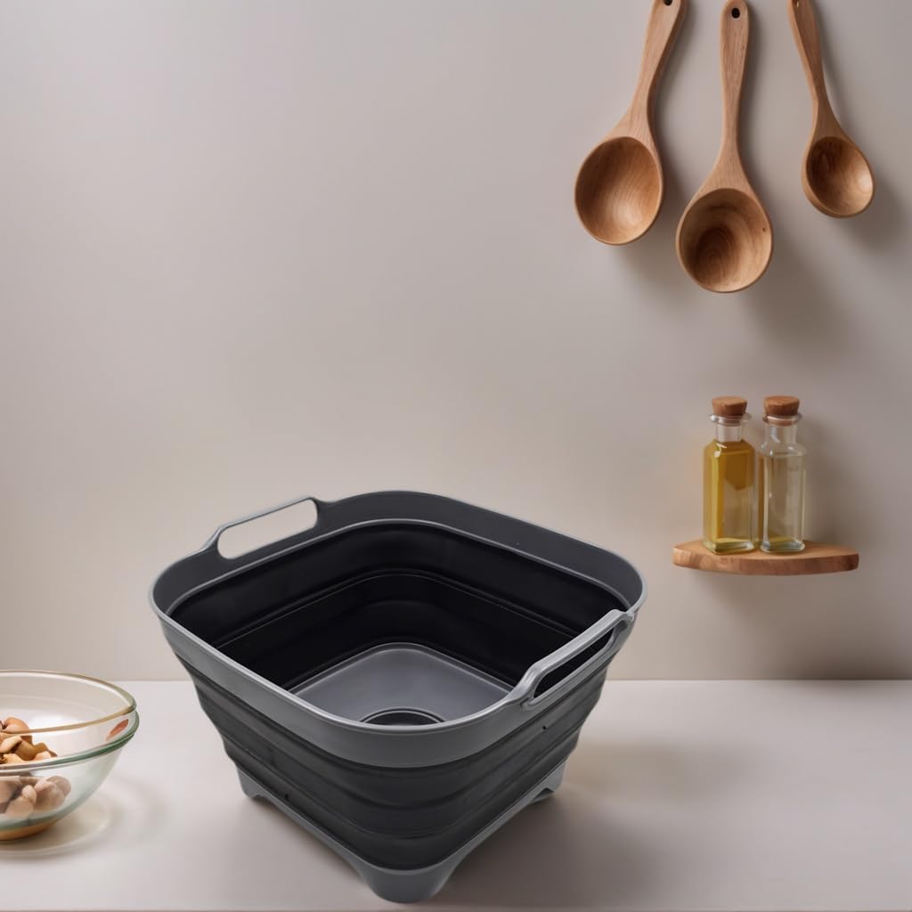 SAMMART collapsible dishpan pops up for instant use with stable four legs.