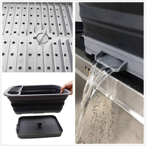 SAMMART dish drainer in outdoor use suitable for camping and BBQ cleanup