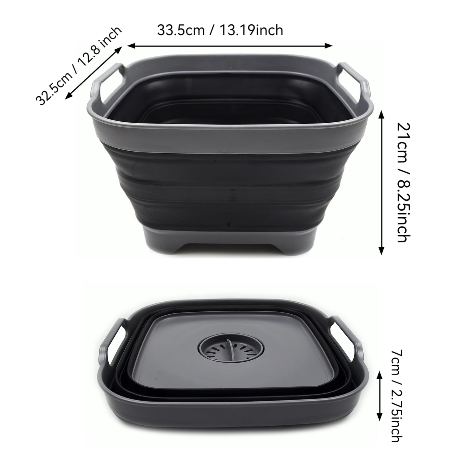 Four-heighted legs provide stability during washing in sinks.