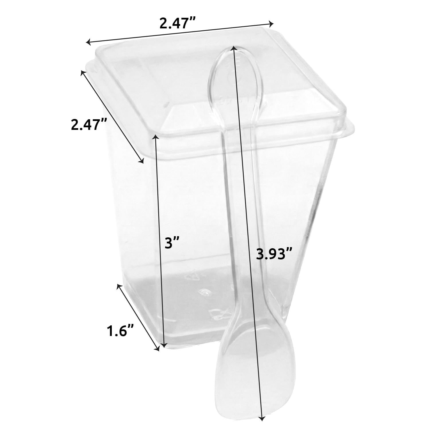 Sammray clear mini dessert cups with lids showcase elegant presentation for desserts.
