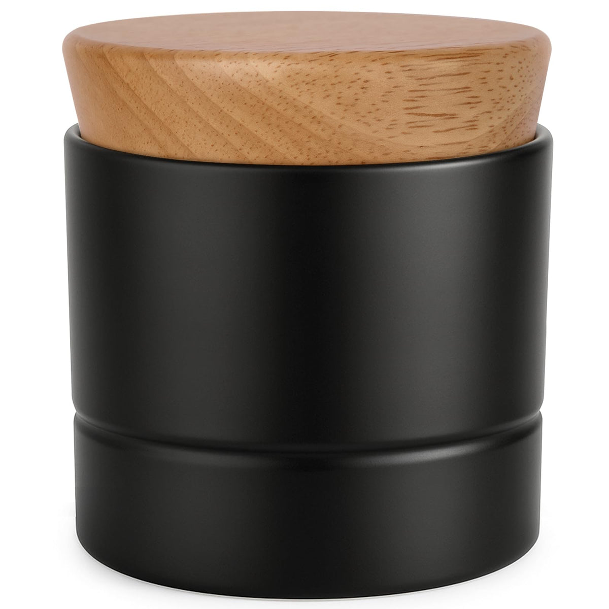 Samseel butter dish with water line and wooden lid on counter