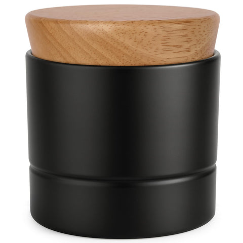 Samseel butter dish with water line and wooden lid on counter