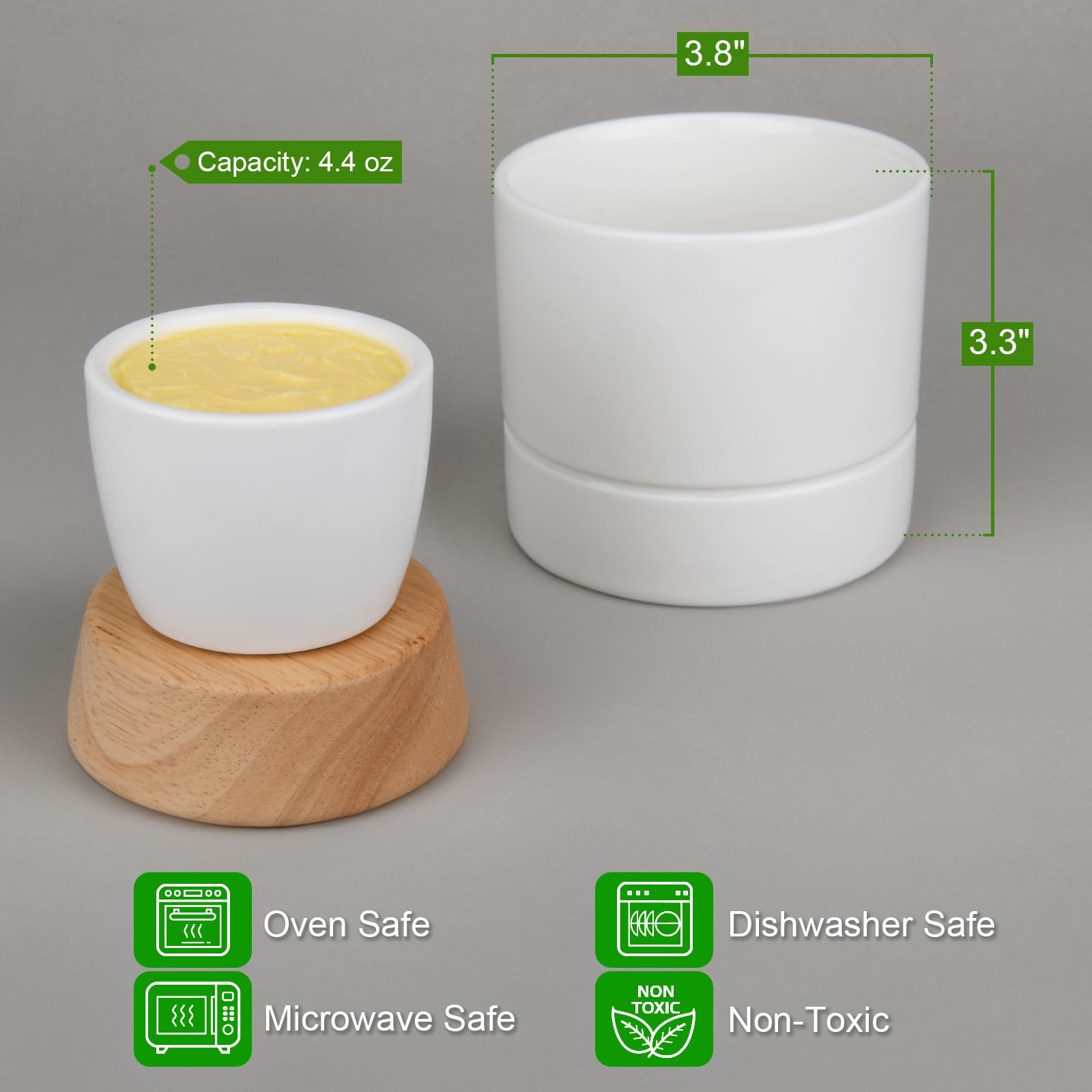 Samseel butter crock with thick wooden lid for a sturdy, stylish seal