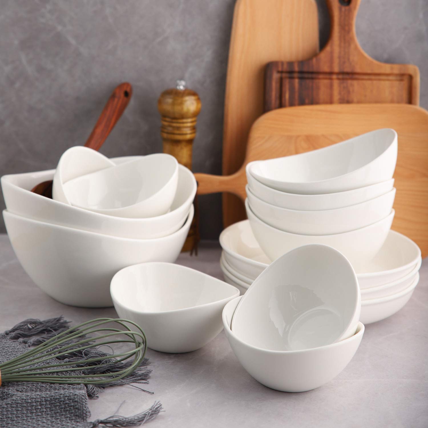 Samsle white oval bowls, microwave safe for quick reheats.