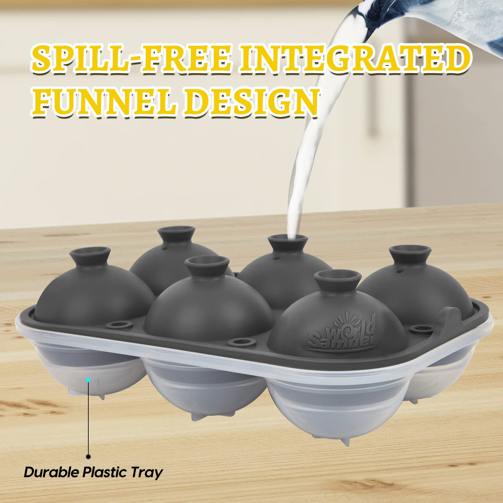 Samuelworld premium ice tray with giant cubes for cocktails slow-melt design.