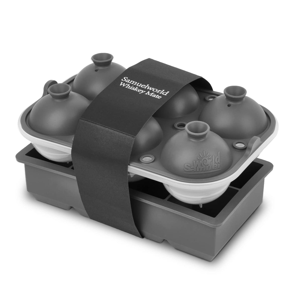 Samuelworld Premium ice tray with large spheres for whiskey keeps drinks colder longer.