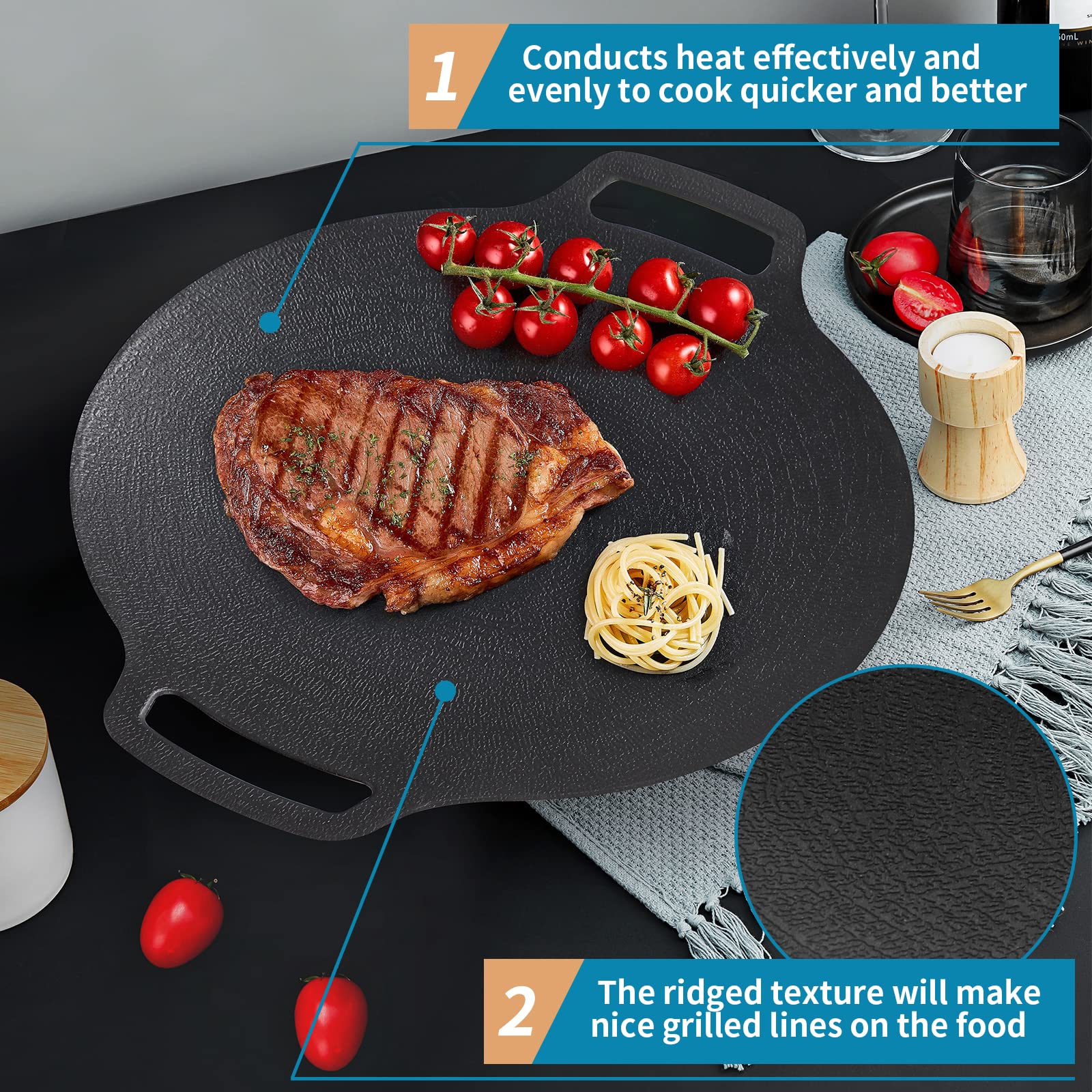 Double handles on the Sanbege grill pan for easy grip and lifting
