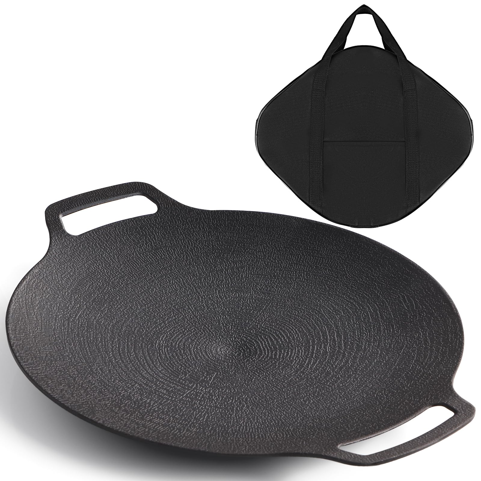 Sanbege Korean grill pan outer view shows round design for versatile grilling