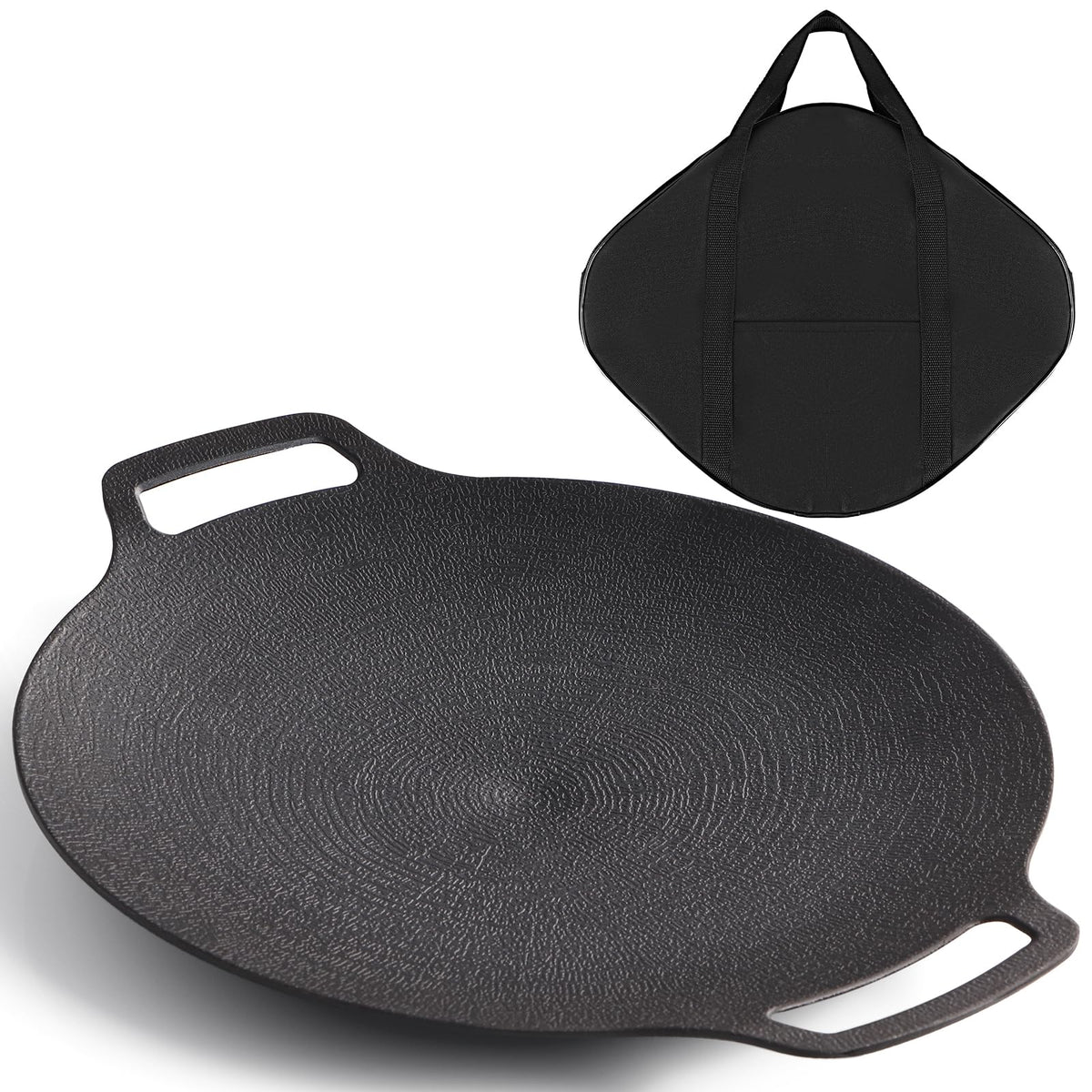 Sanbege Korean grill pan outer view shows round design for versatile grilling
